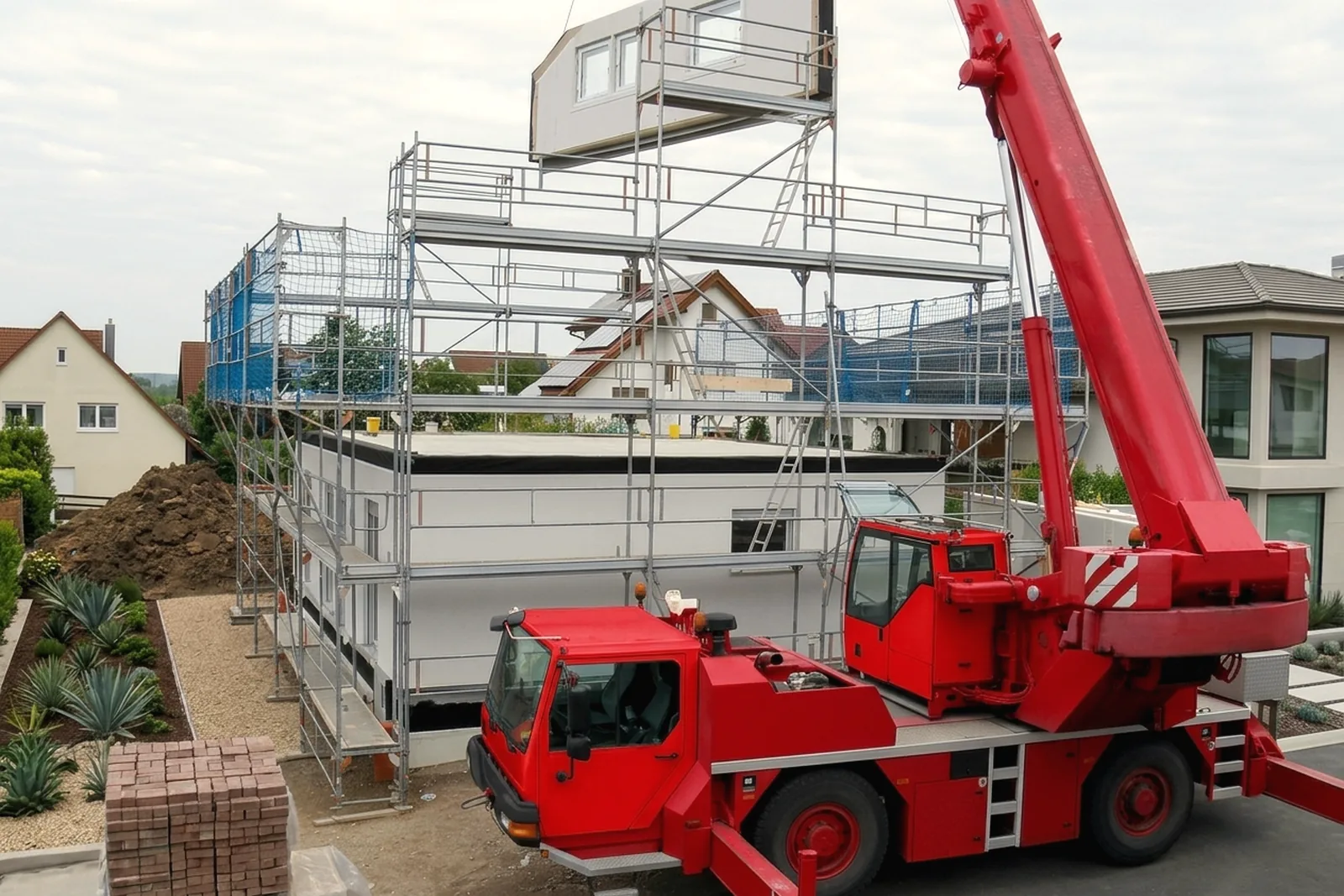 Prefab modular ADU being set onto its foundation